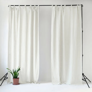 Off-White Linen Night Time Tie Top Curtain Set of 2 