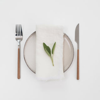 Off-White Linen Napkins with Fringes Set of 2 