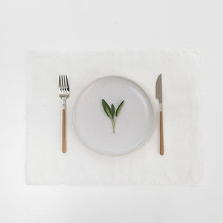 Off-White Linen Placemat with Fringes 1