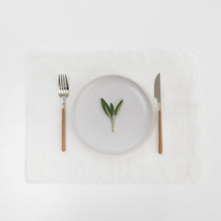 Off-White Linen Placemat with Fringes 