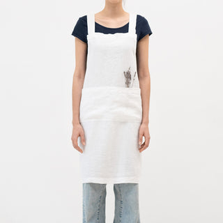 Optical White Linen Crossback Apron 1