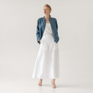 LIMITED EDITION Optical White Linen Twill Gardenia Skirt 1