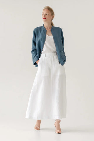 LIMITED EDITION Optical White Linen Twill Gardenia Skirt 