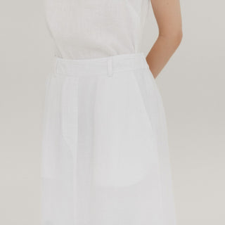 LIMITED EDITION Optical White Linen Twill Gardenia Skirt 4