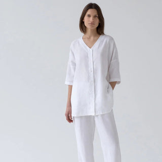 Optical White Linen Primrose Loungewear Set 