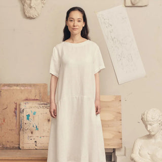 Optical White Linen Speedwell Dress 