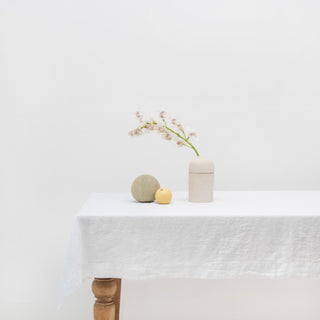 Optical White Linen Tablecloth 