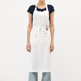 Optical White Linen Chef Apron 1