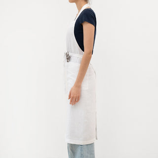 Optical White Linen Chef Apron 2