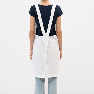 Optical White Linen Crossback Apron 3