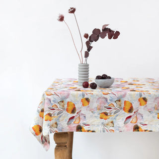 Orange Flow Linen Tablecloth 