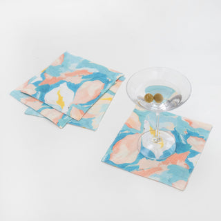 Pastel Iris Linen Coasters Set of 4 