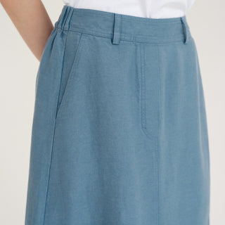 LIMITED EDITION Petrol Blue Linen Twill Gardenia Skirt 5