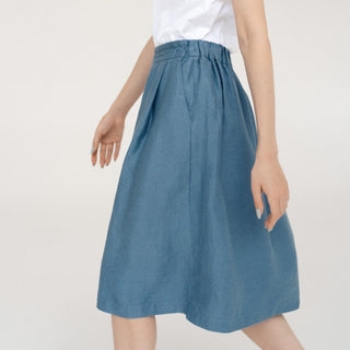 LIMITED EDITION Petrol Blue Linen Twill Tulip Skirt 4