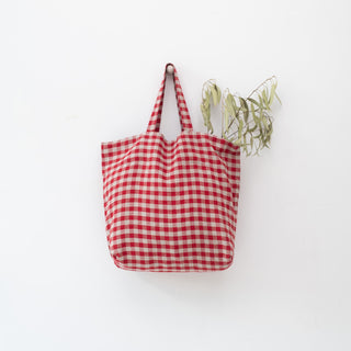 Red Gingham Linen Big Bag 2