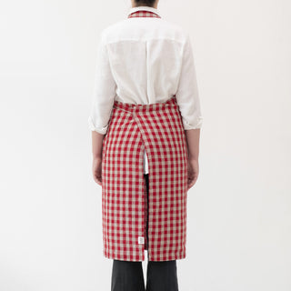 Red Gingham Linen Chef Apron 3