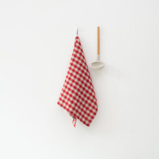 Red Gingham Linen Kitchen Towel 