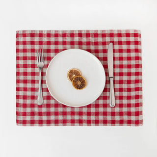 Red Gingham Linen Placemat 