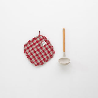 Red Gingham Linen Potholder 