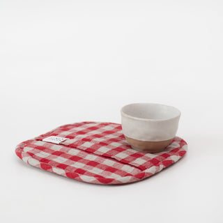 Red Gingham Linen Potholder 3