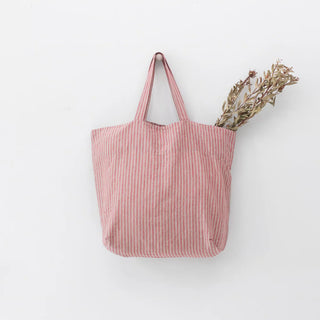 Red Natural Stripes Linen Big Bag 