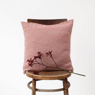 Red Natural Stripes Linen Cushion Cover 1