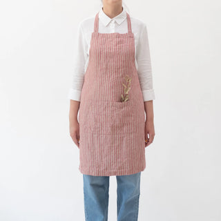 Red Natural Stripes Linen Daily Apron 