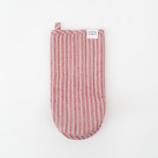 Red Natural Stripes Linen Oven Mitt 3