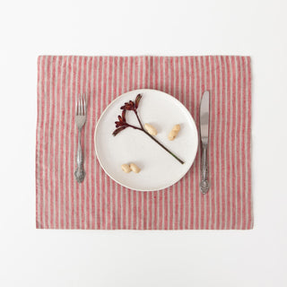 Red Natural Stripes Linen Placemat 1