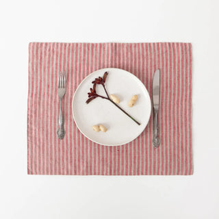 Red Natural Stripes Linen Placemat 