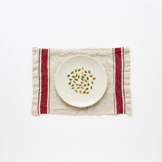 Red Stripe Vintage Linen Placemat 