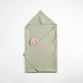 Kids Sage Linen Fine Waffle Hooded Towel 