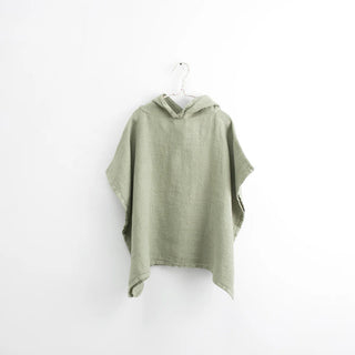 Kids Sage Linen Fine Waffle Poncho 