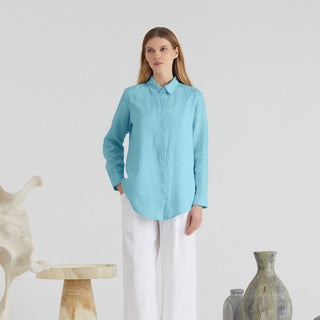 LIMITED EDITION Sky Blue Linen Azalea Shirt 1