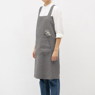 Stone Linen Pinafore Apron 2