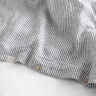 Thin Black Stripes Linen Duvet Cover Set 7