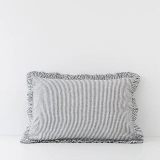 Thin Black Stripes Linen Pillowcase with Frills 