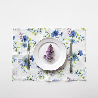 White Flowers Linen Placemat 