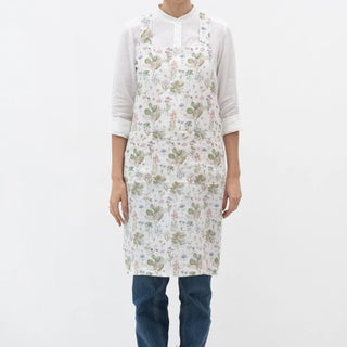 White Botany Linen Crossback Apron 