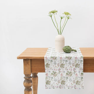 White Botany Linen Table Runner 