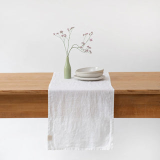 White Lightweight Linen Table Runner 