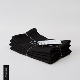 Zero Waste Black Linen Kitchen Towels Set of 4 2