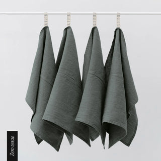 Zero Waste Forest Green Linen Kitchen Towels Set of 4 