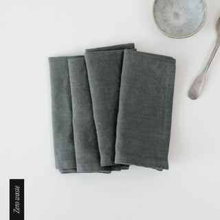 Zero Waste Forest Green Linen Napkins Set of 4 