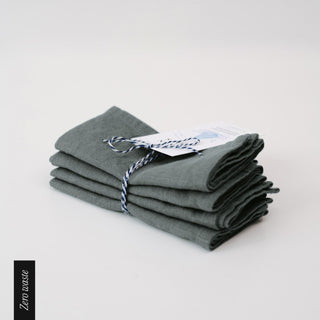 Zero Waste Forest Green Linen Napkins Set of 4 1