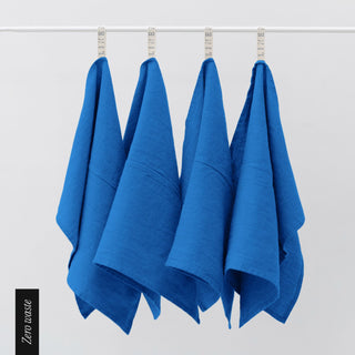Zero Waste French Blue Linen Kitchen Towels Set of 4 1