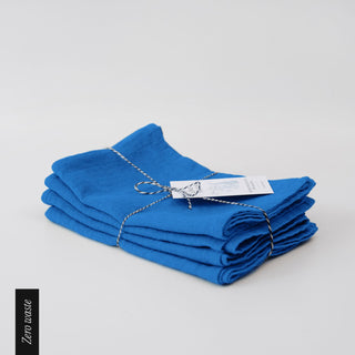 Zero Waste French Blue Linen Kitchen Towels Set of 4 2