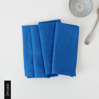 Zero Waste French Blue Linen Napkins Set of 4 1