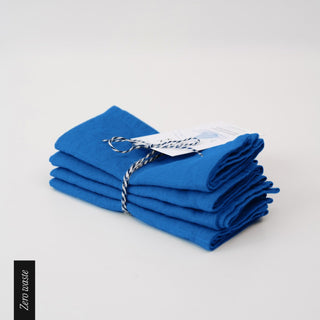 Zero Waste French Blue Linen Napkins Set of 4 2