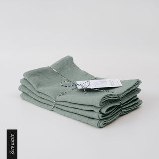 Zero Waste Green Milieu Linen Kitchen Towels Set of 4 2